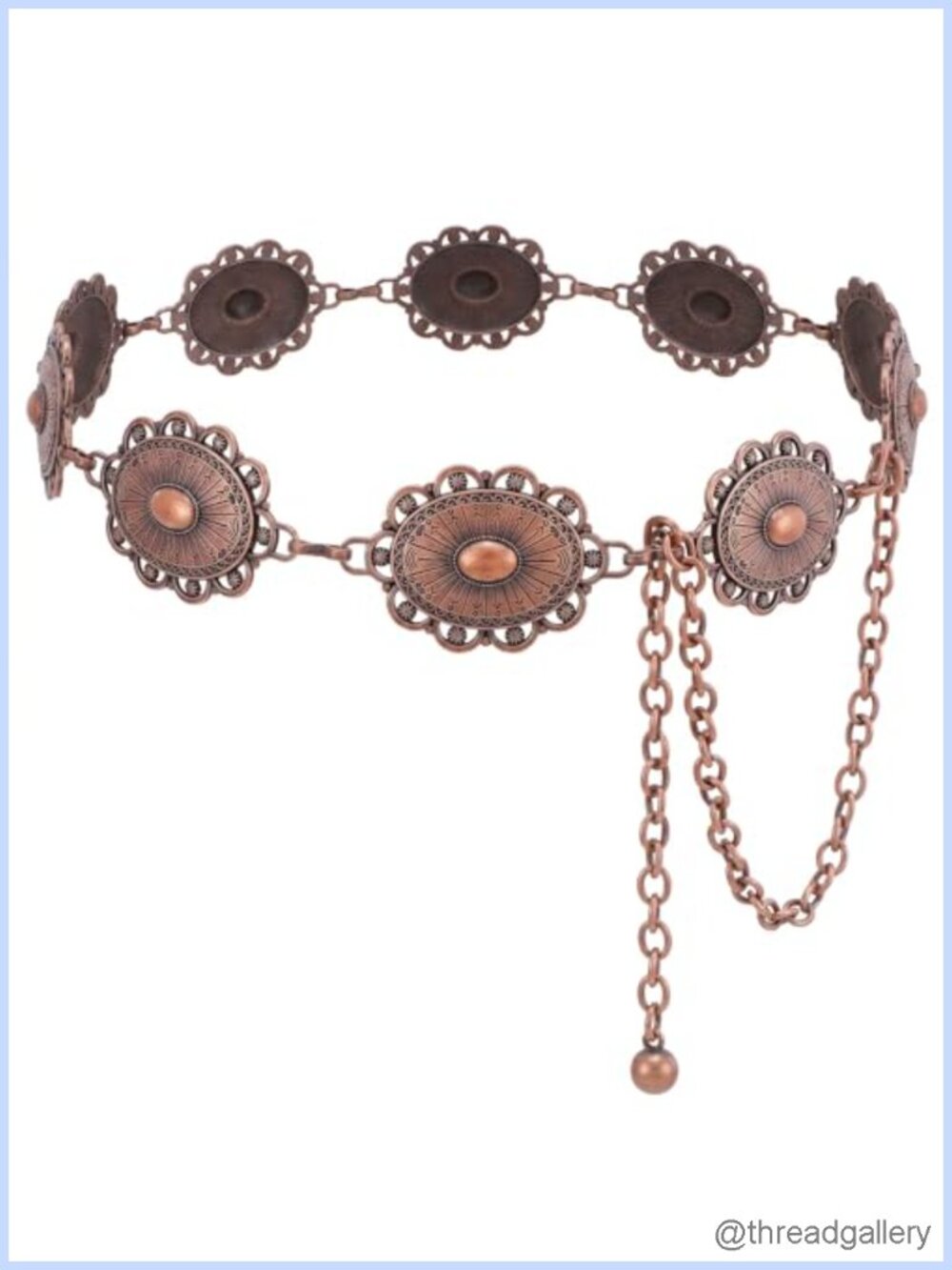 Boho Metal Chain Concho Belt Adjustable Western Waist Links for Dresses Jeans